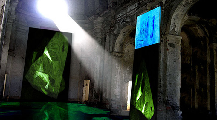 halloran ice image Halloran's ice paintings were part of the Cultural Olympiad in Turin, 2006 (photo from www.yenra.com)