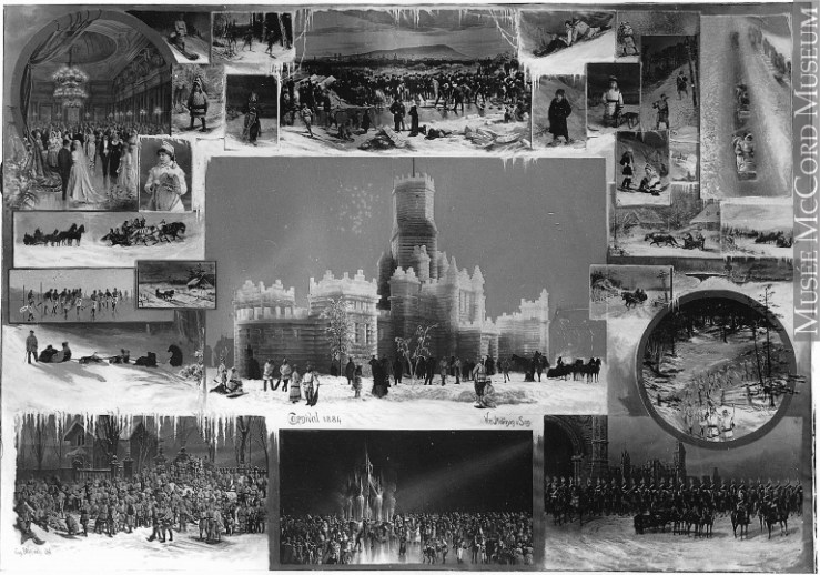 1884 Notman Ice Palace-v1337 The Notman Studio's collage of the 1884 Winter Festival spectacles